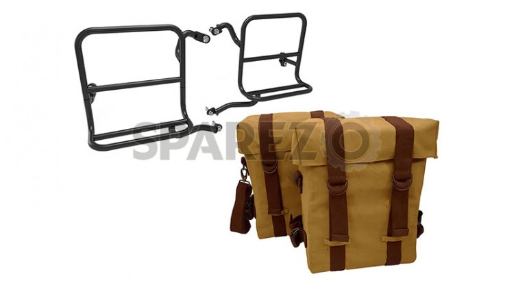 Royal Enfield Classic 350cc 500cc Sand Color Military Pannier With Fitting Frame - SPAREZO
